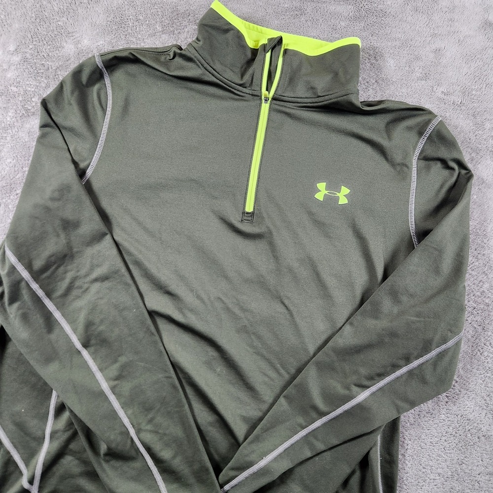 Under Armour Cold Gear 1/4‎ Zip Pullover Mens size M Medium Long Sleeve High Vis